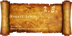 Koszti Ervin névjegykártya