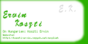 ervin koszti business card